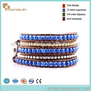 Nafulin Natural Aquamarine Gemstone Beads Bracelets Jewelry