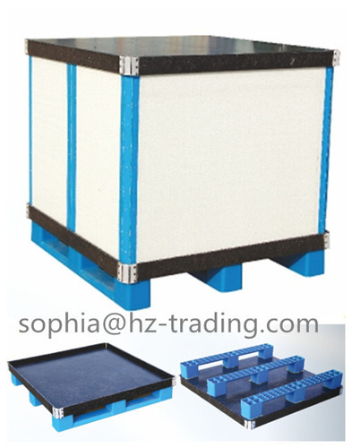 Plastic Coaming Box Or Crate Container Storage With Pallet