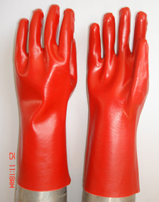 Red Pvc Glove Gauntlet Smooth Finish
