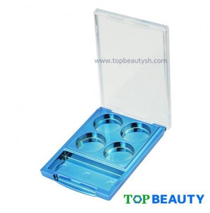 Retangle 4 Well Eyeshadow Compact Case With Flat Clear Top Cover Ts1207