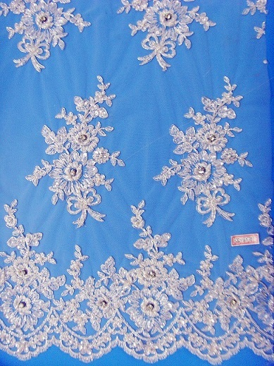 Silver Cording Bridal Lace Fabric