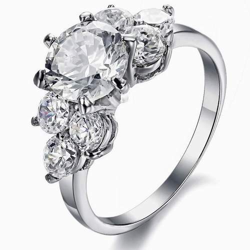 Stainless Steel Rings Set With Diamond Cut Cz Stone