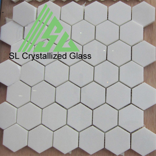 Super Thassos Glass Re Crystallized Hexagon Mosaic