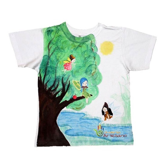 T Shirt For Kids Hand Pained 100 Pima Cotton Brand Universo Artesano