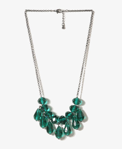 Ttxl2770 Long Chain With Teal Faceted Round And Teardrop Necklace