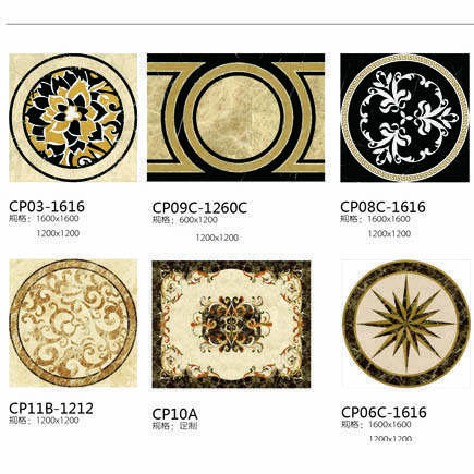 Water Jet Pattern Medallion Flooring Tiles Hotel Hall