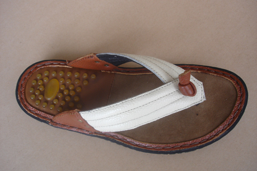 White Flipflop Men Leather Sandals T803 5