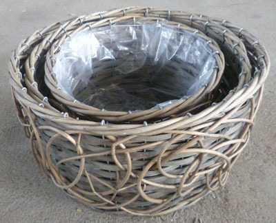 Wicker Garden Basket Willow Flower Pot Vase Wood