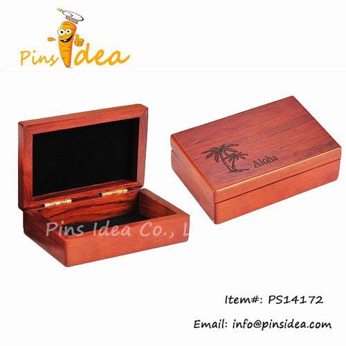 Wooden Gift Box Packing Hard Wood Engraved Logo Black Felt Lined Interior C